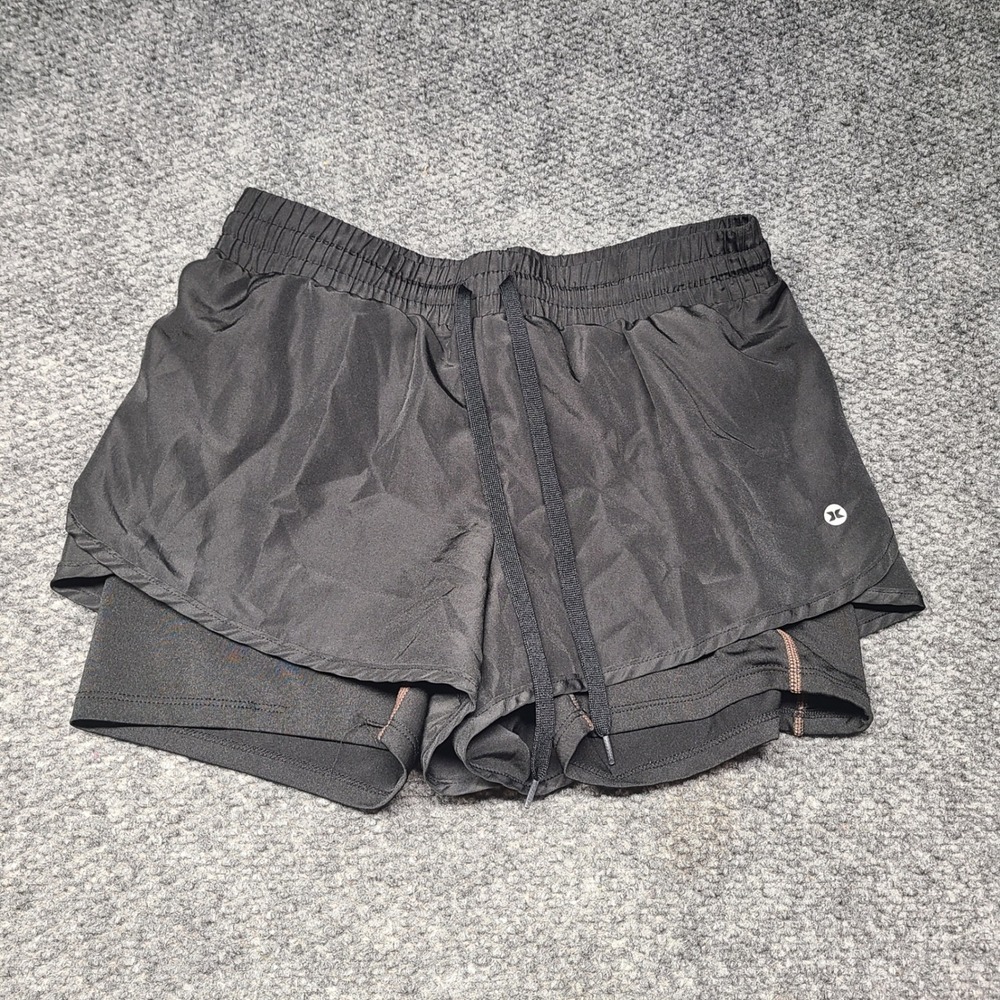 RBX X-Dri Womens Black 2-in-1 Running Shorts Compression Liner Size S
